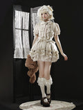 Beige Sweet Lolita Blouse and Ruffle Bubble Skirt Set - image 1