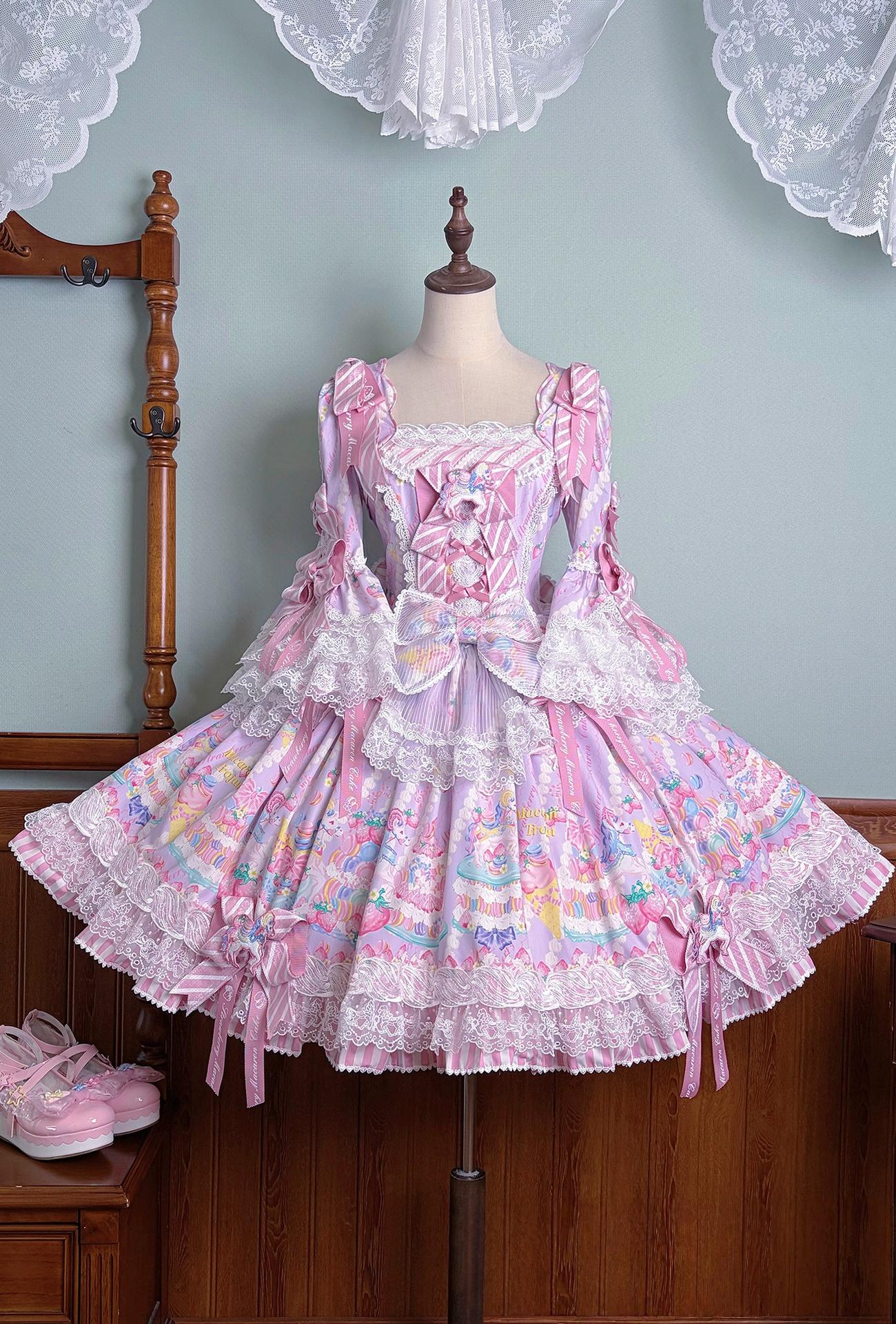 Macaron - Printed Sweet Lolita OP Dress and Old School JSK - image 82