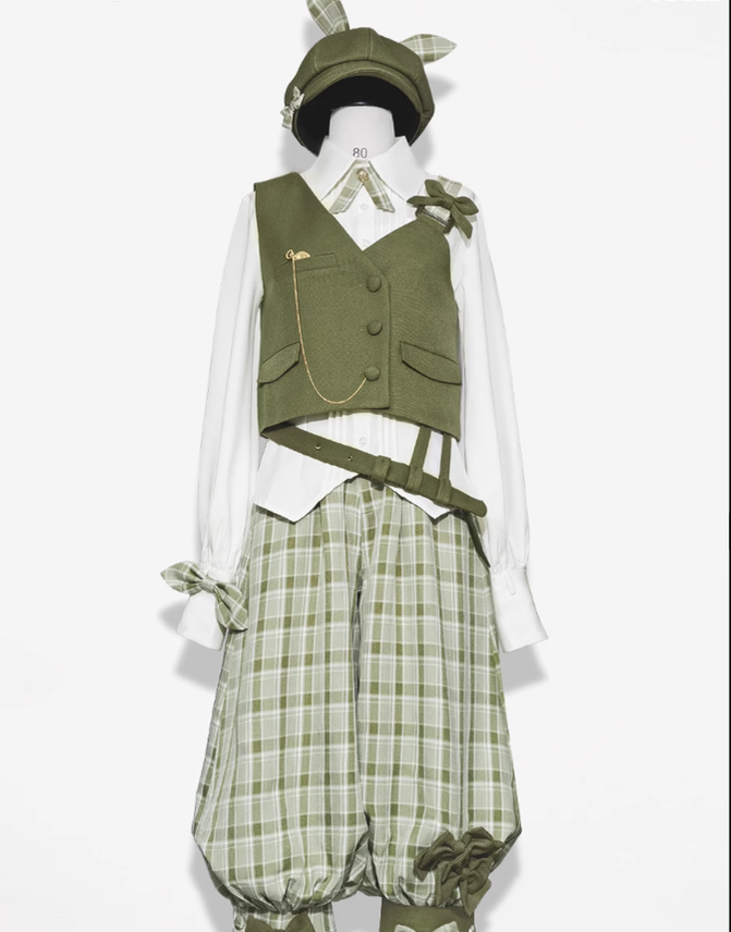 Secret Morning Paper - Ouji Lolita Shirt, Matcha Green Capri Pants Collection - image 2