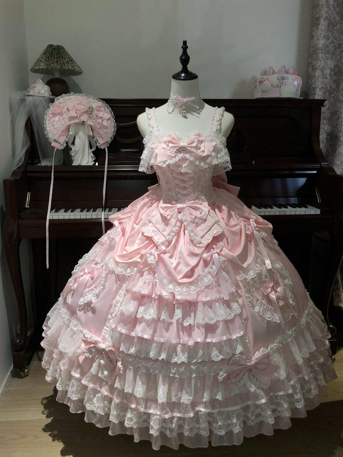 Drapery Poem - Sweet Wedding Lolita JSK Dress, Long Tiered Skirt - image 7