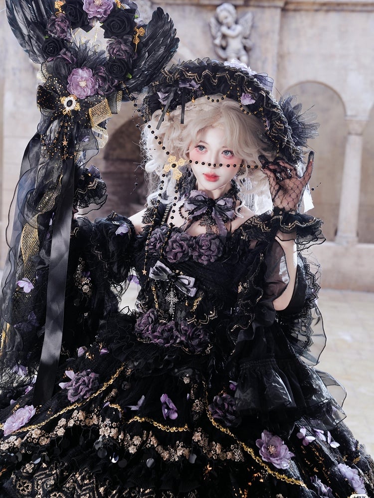 Black and Purple Floor-Length Hanayome Hime Lolita Dress - image 7