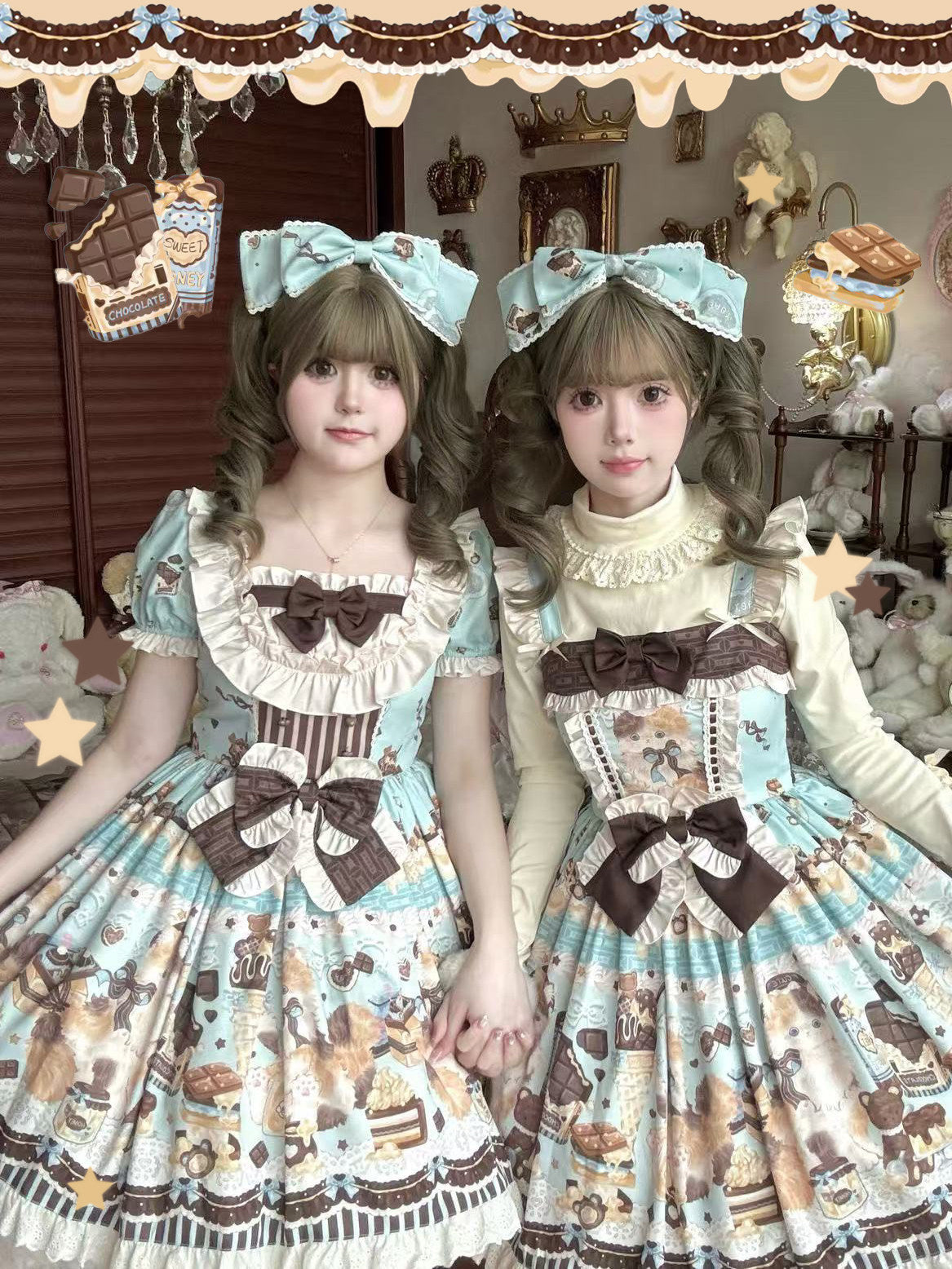 Chocolate Cake Party Honey Cat Print Sweet Lolita JSK - image 4