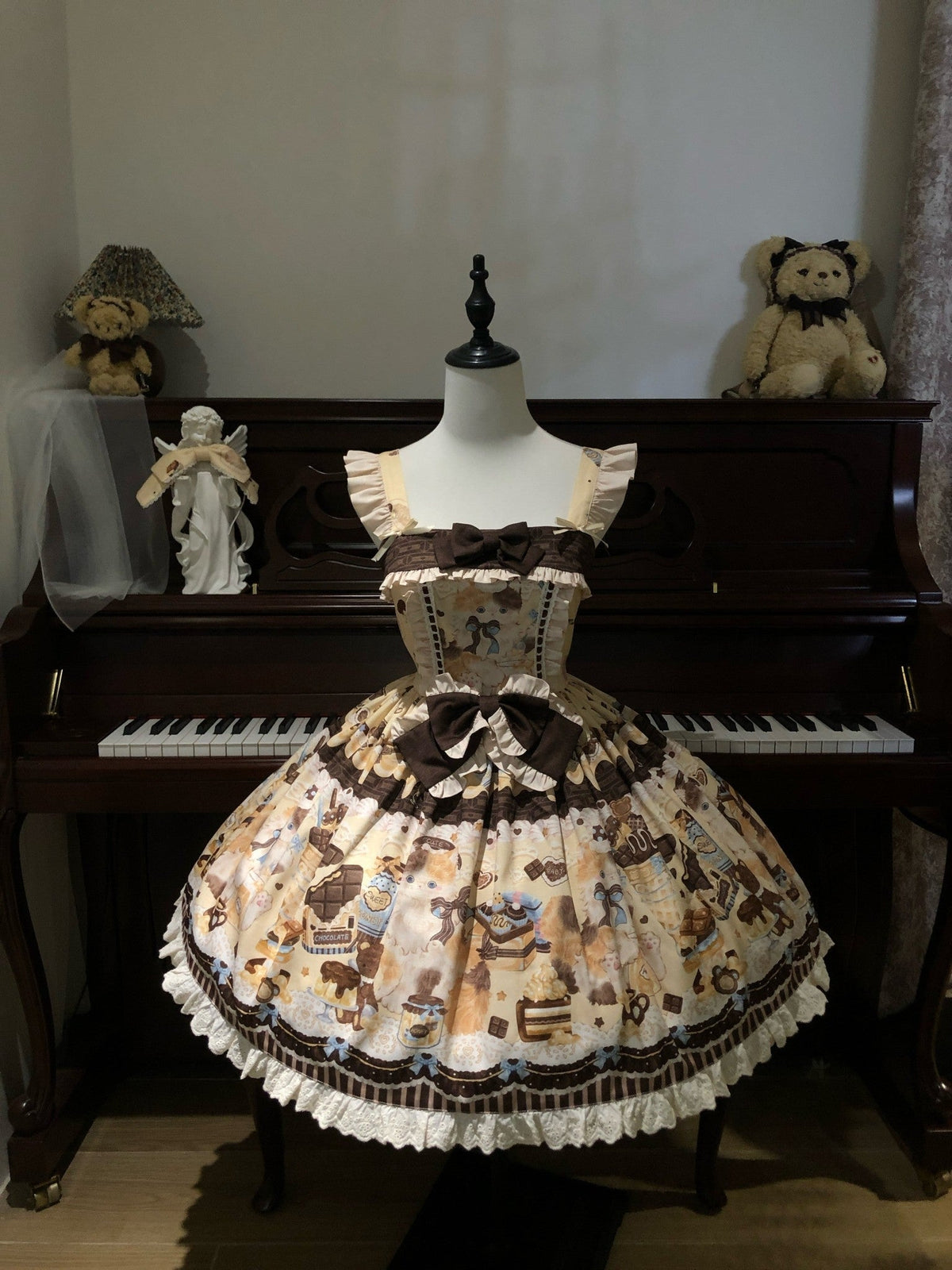 Chocolate Cake Party Honey Cat Print Sweet Lolita JSK - image 3