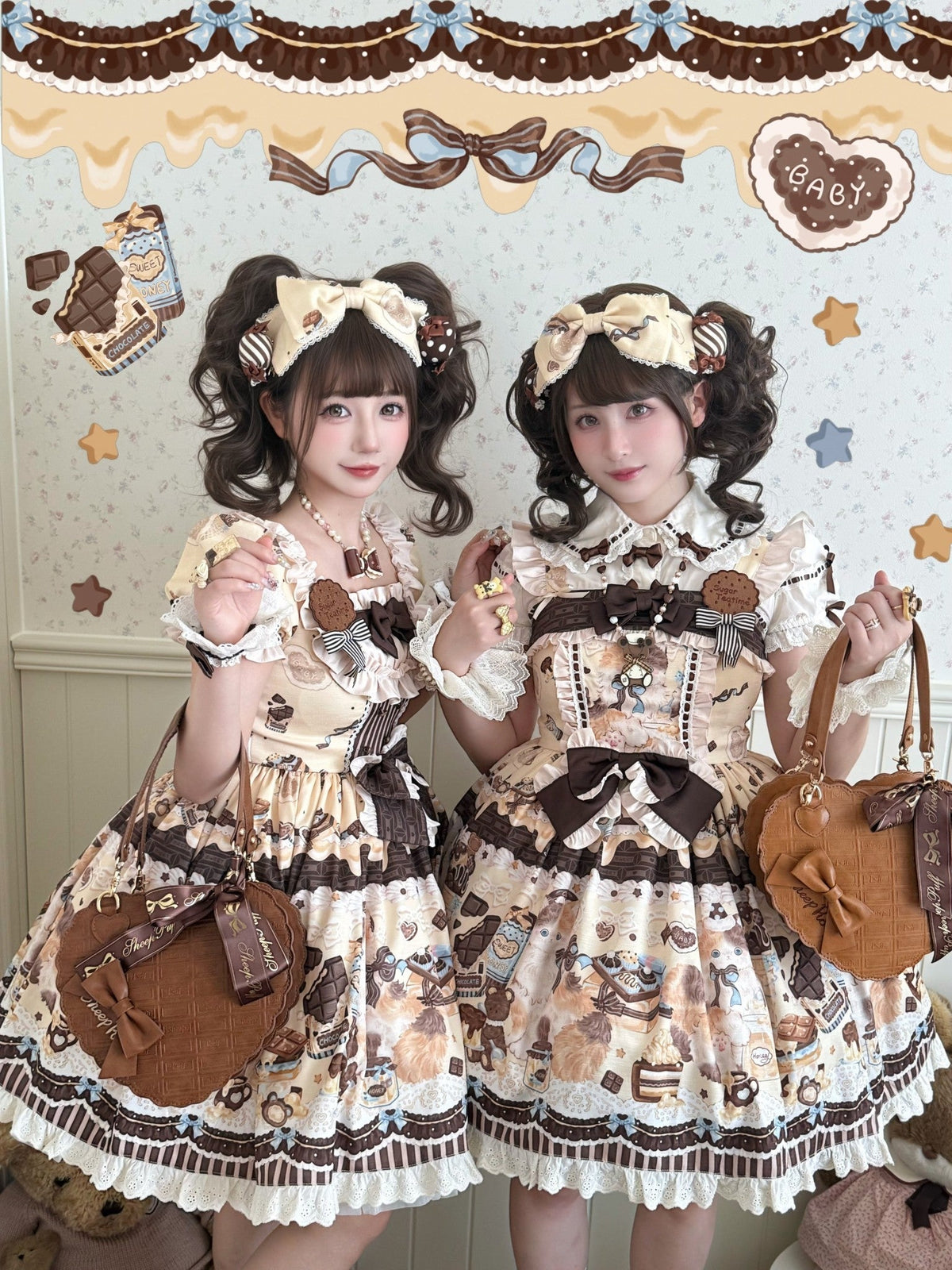 Chocolate Cake Party Honey Cat Print Sweet Lolita JSK - image 7
