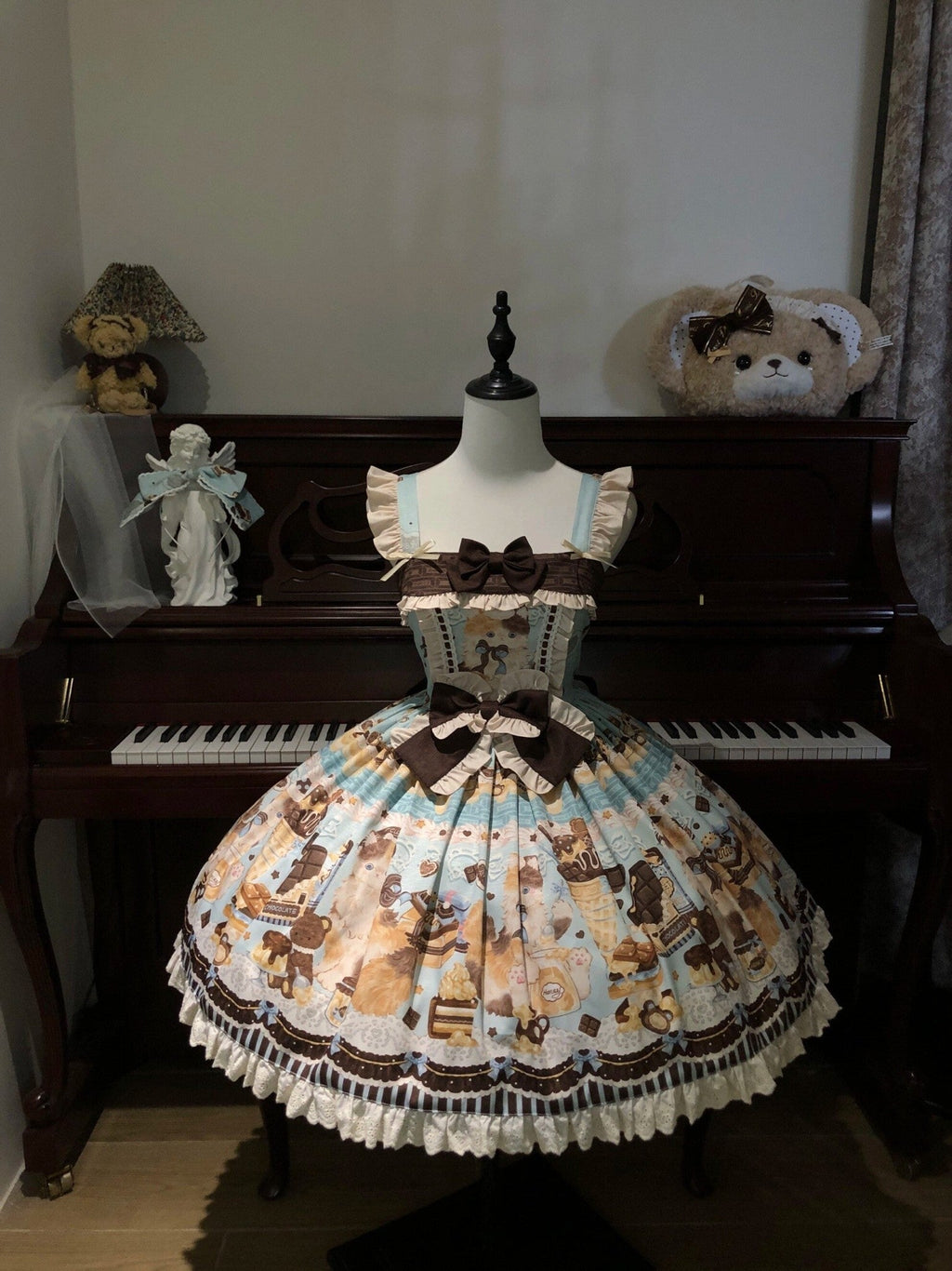 Chocolate Cake Party Honey Cat Print Sweet Lolita JSK - image 2