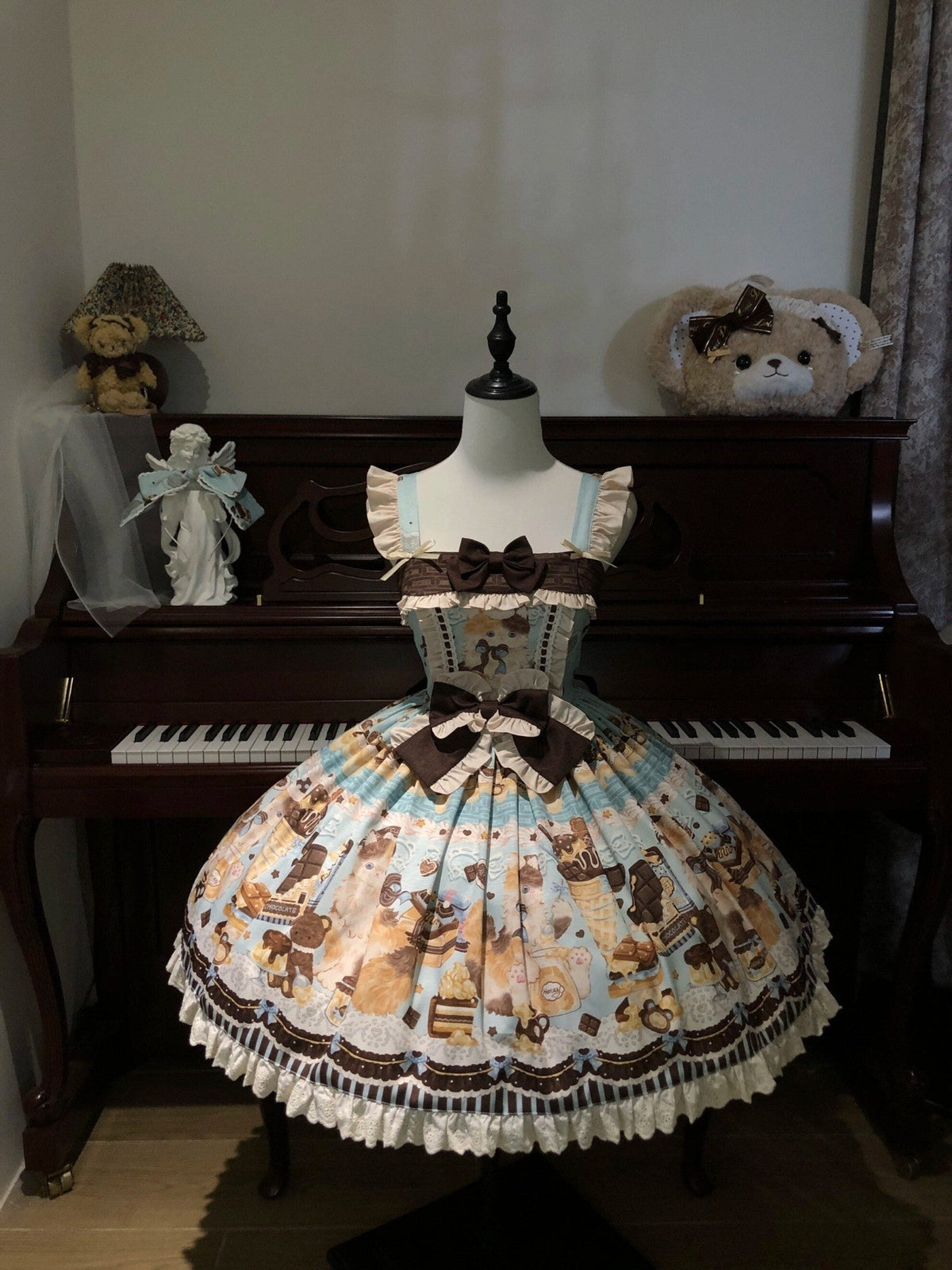 Chocolate Cake Party Honey Cat Print Sweet Lolita JSK - image 2