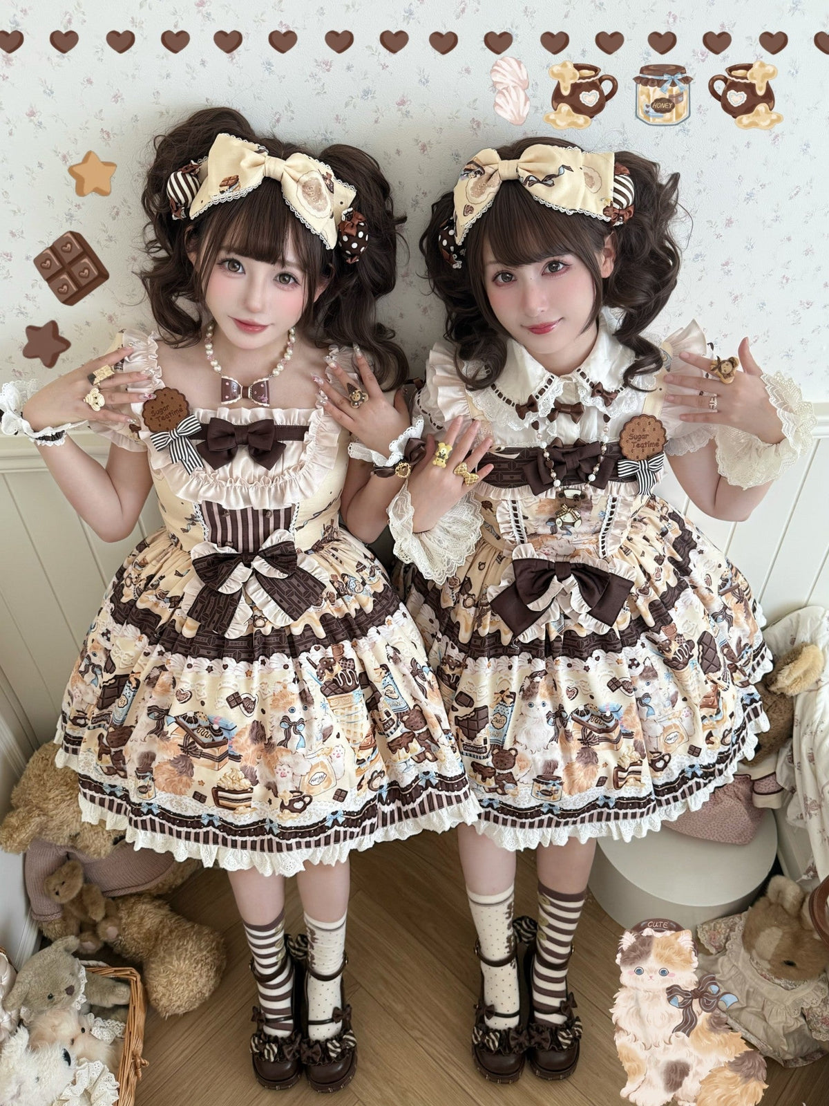 Chocolate Cake Party Honey Cat Print Sweet Lolita JSK - image 10
