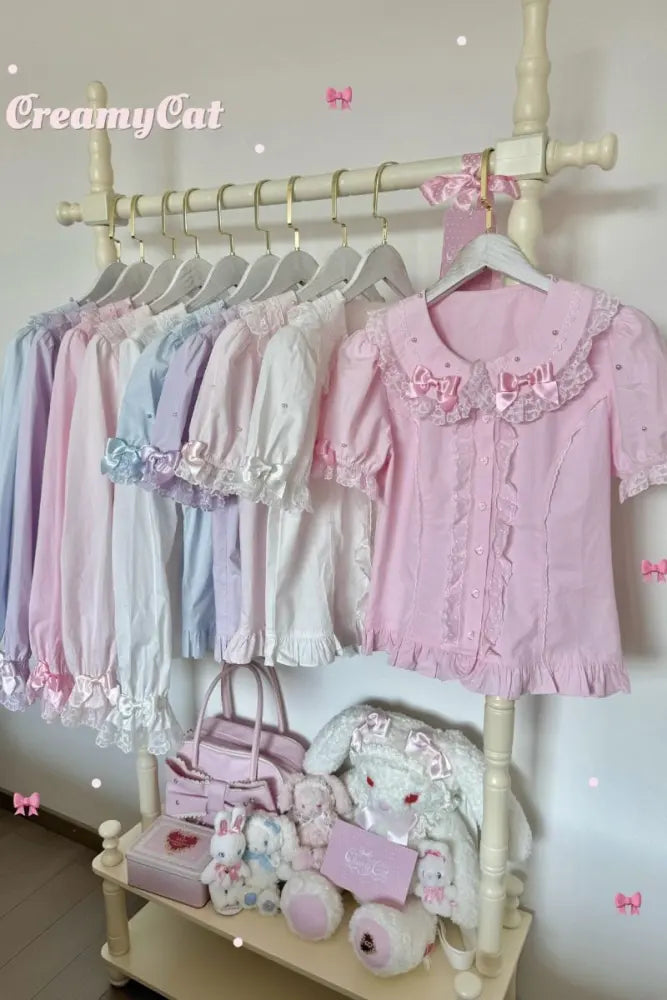 Lacework Frill Cotton Old School Lolita Blouse - image 1
