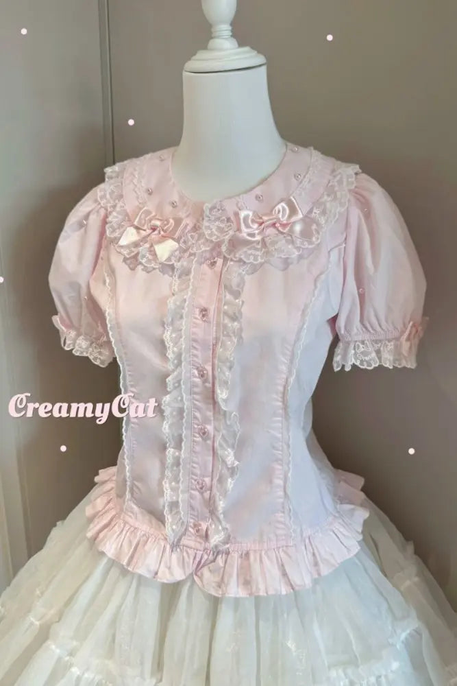 Lacework Frill Cotton Old School Lolita Blouse - image 18
