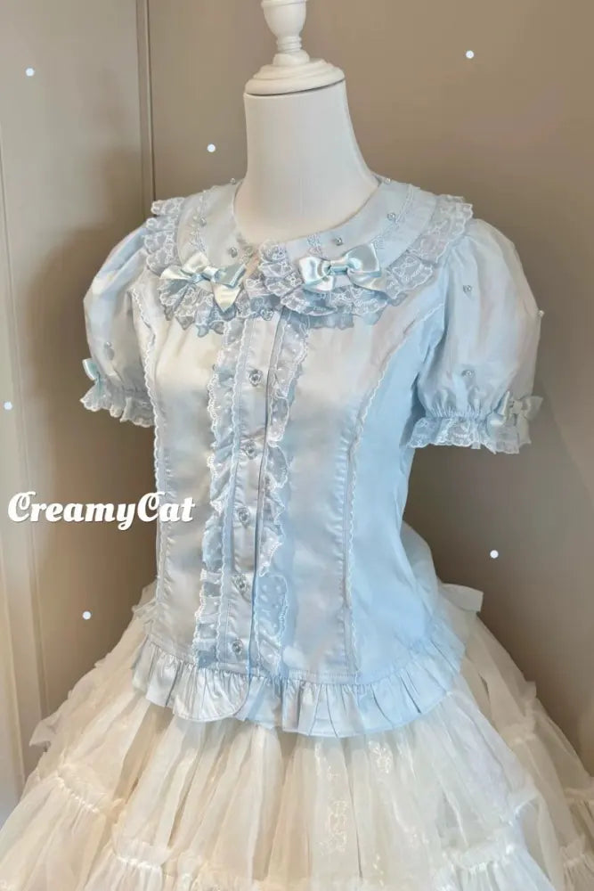 Lacework Frill Cotton Old School Lolita Blouse - image 25