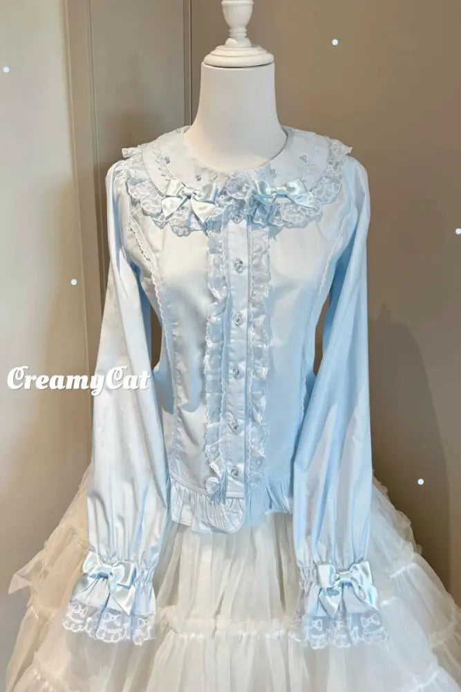 Lacework Frill Cotton Old School Lolita Blouse - image 26