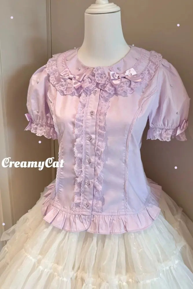 Lacework Frill Cotton Old School Lolita Blouse - image 27
