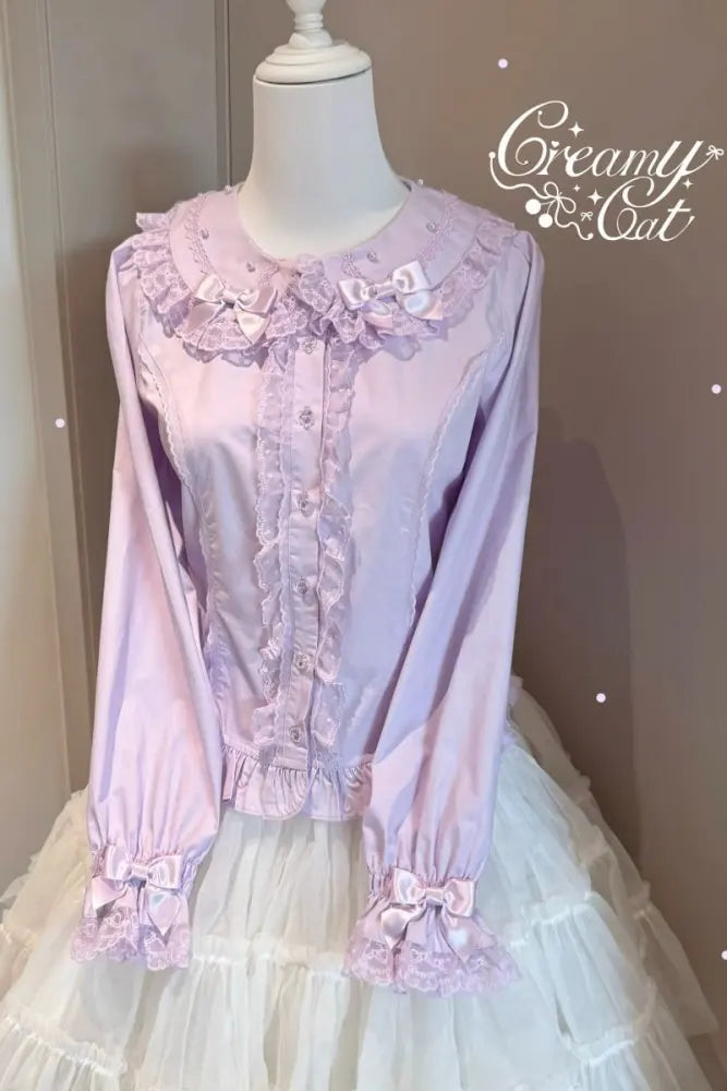 Lacework Frill Cotton Old School Lolita Blouse - image 28