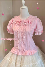 Lacework Frill Cotton Old School Lolita Blouse - image 3