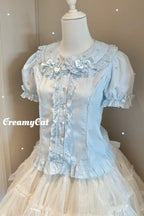 Lacework Frill Cotton Old School Lolita Blouse - image 4