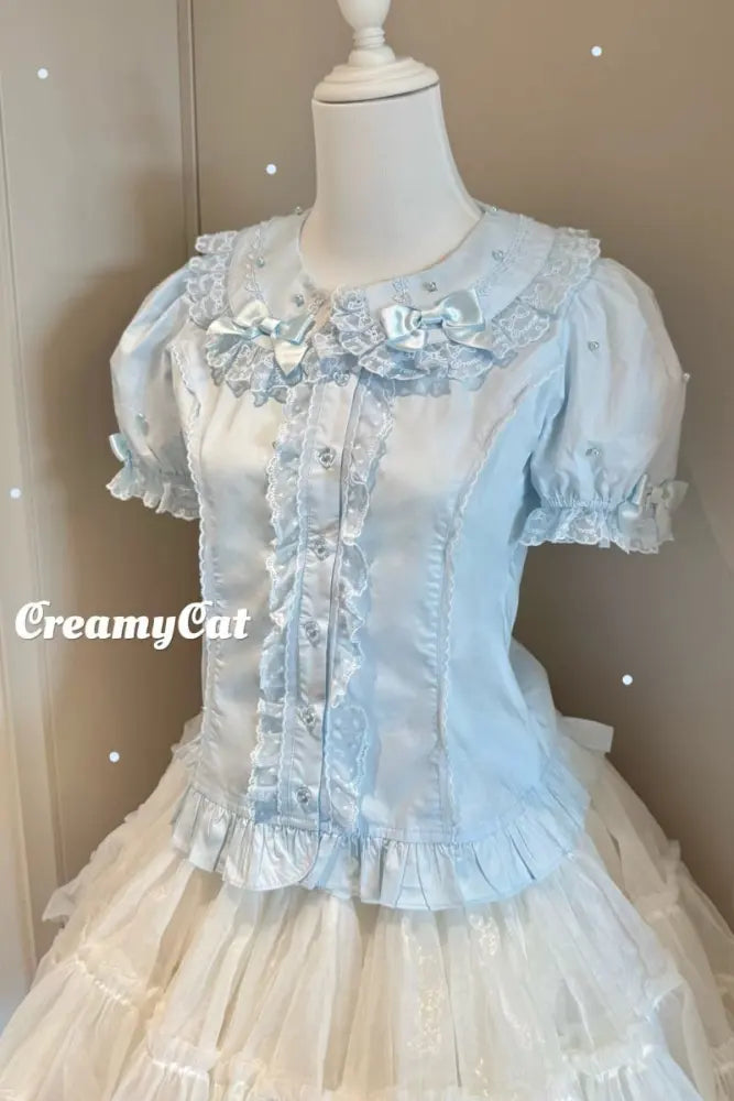 Lacework Frill Cotton Old School Lolita Blouse - image 4