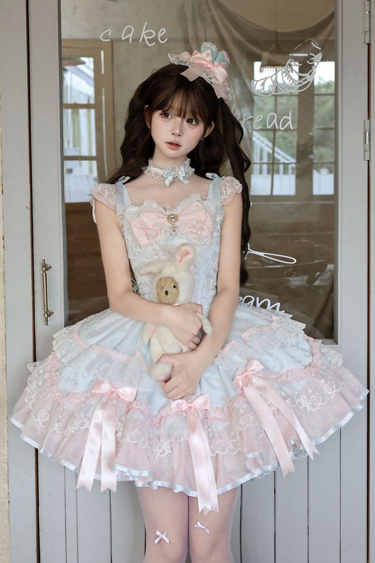 Blue Candy Satin Ballet Sweet Lolita JSK Dress - image 7