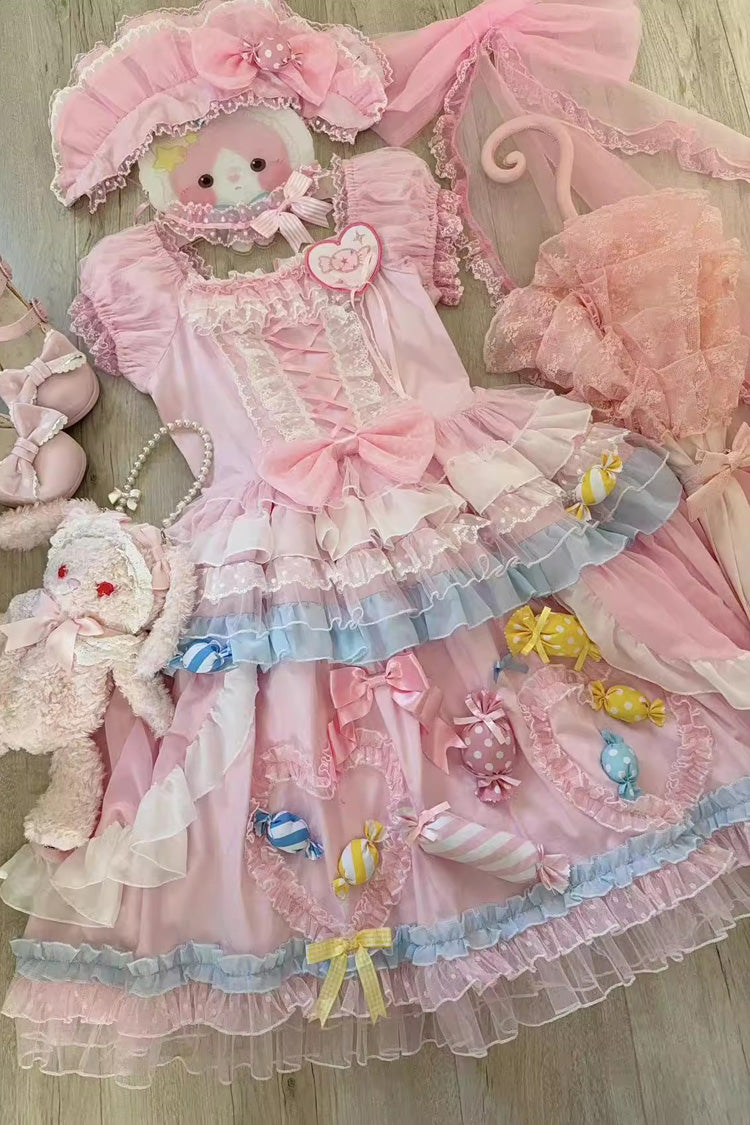 Pink Candy Party Sweet Lolita Short-Sleeve Dress - image 4