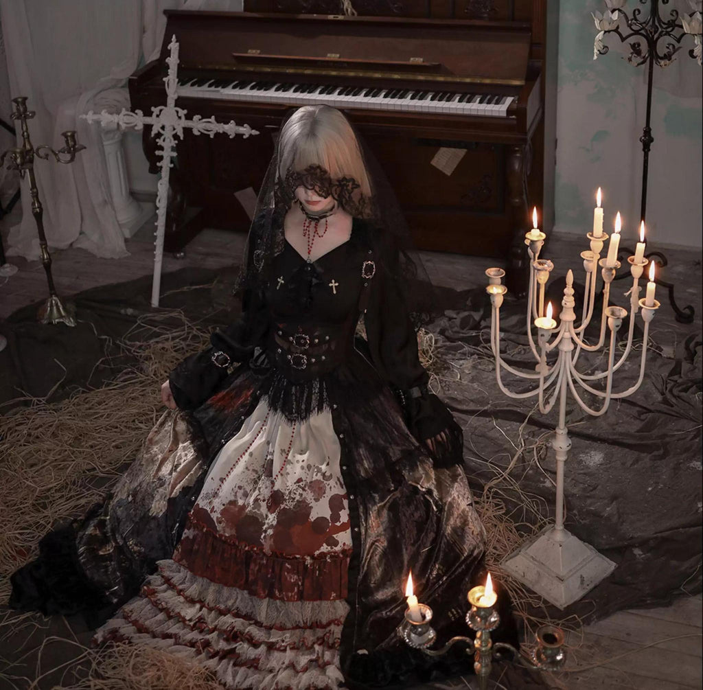 Heretic Nun - Halloween Gothic Lolita JSK Dress & Blouse Set - image 13