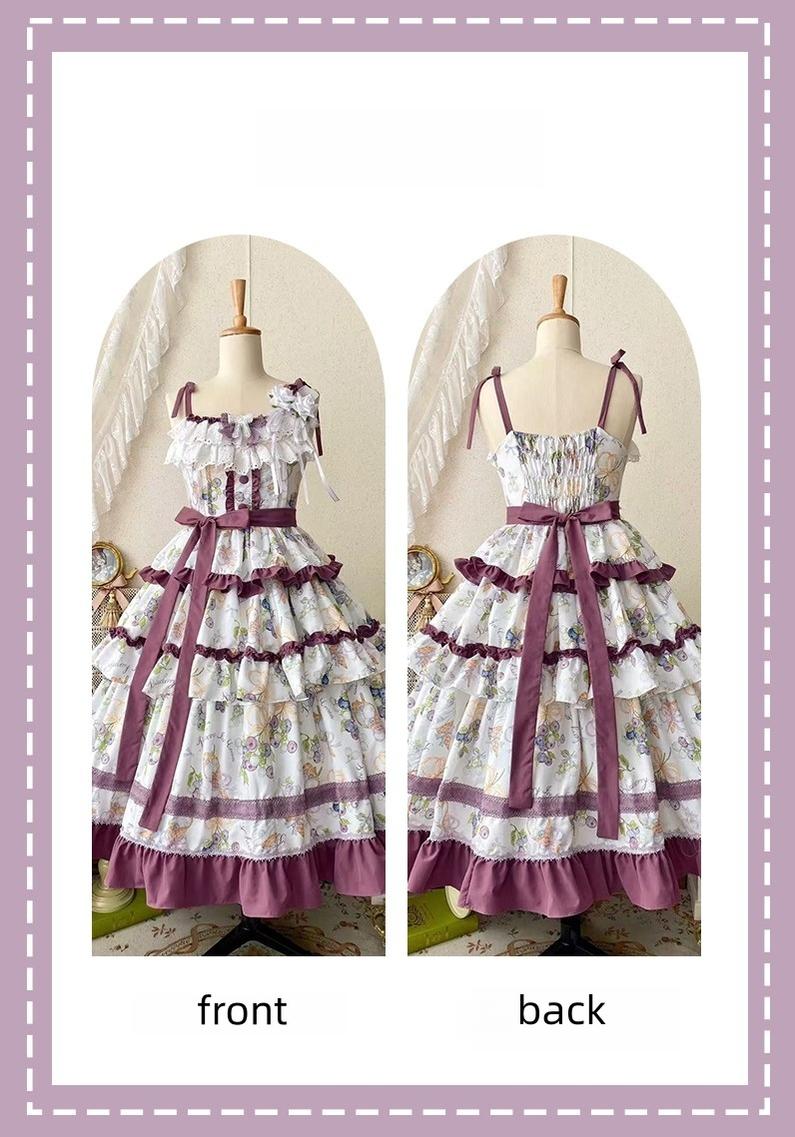 Blueberry Midsummer - Country Lolita Tiered JSK, Blueberry Print - image 17