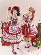 Red Fruit-Print Sweet Lolita JSK with Lace Trim - image 7