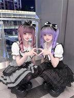 Black and White Jirai Kei Sailor Collar Blouse with Lace Detail - image 8