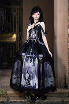 Skull Magic Gothic Lolita Top and Skirt Set in Black and Blue - image 8