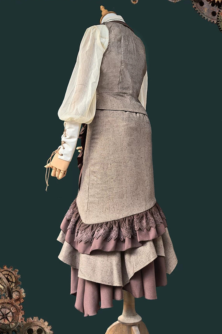 The Traveler - Sleeveless Ruffled Irregular Asymmetric Punk Lolita Skirt Set - image 2