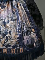 Dark Blue Chess-Print Corset-Waist Lolita Skirt - image 4