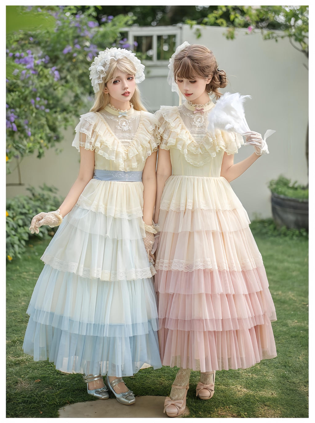 True Vow Embroidered Classic Lolita Dress with Layered Gradient Hem and Accessories - image 1