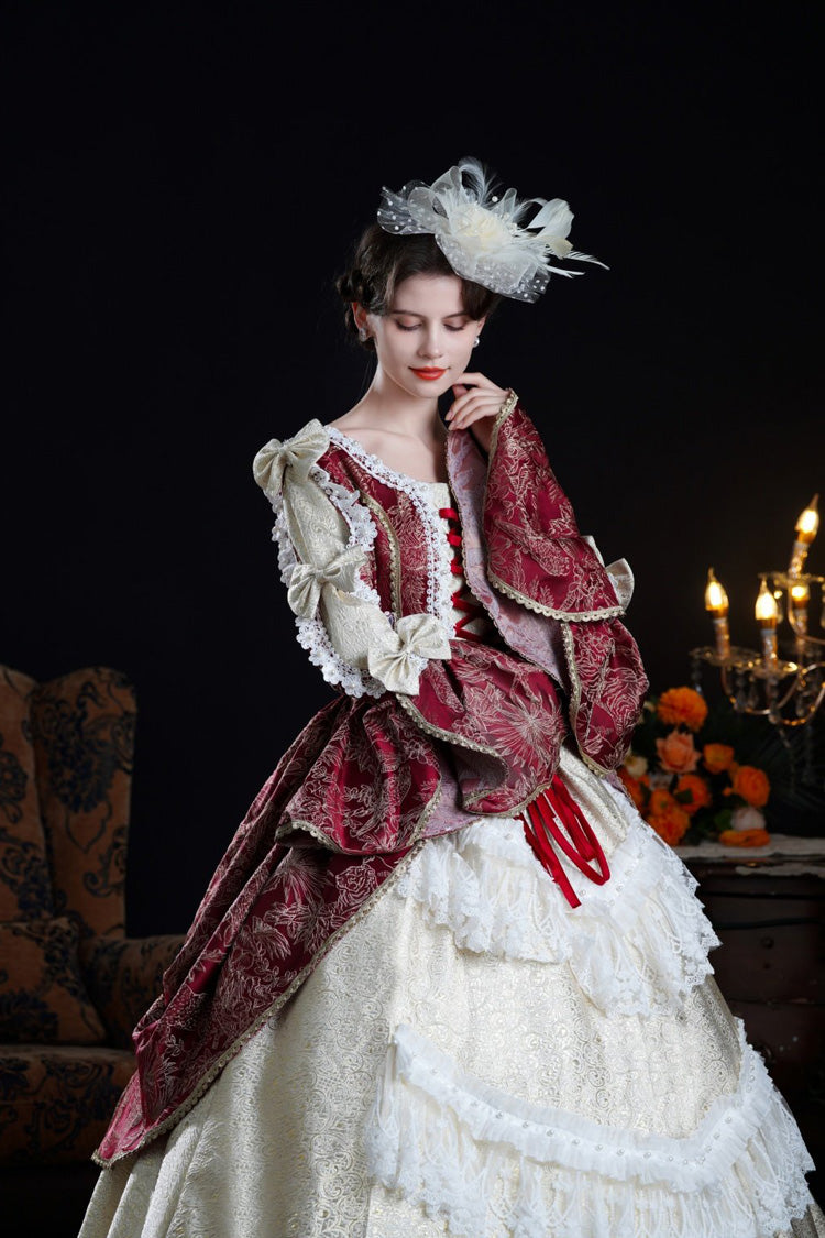 Wine and Ivory Classic Victorian Lolita Hime-Sleeve Dress - image 8