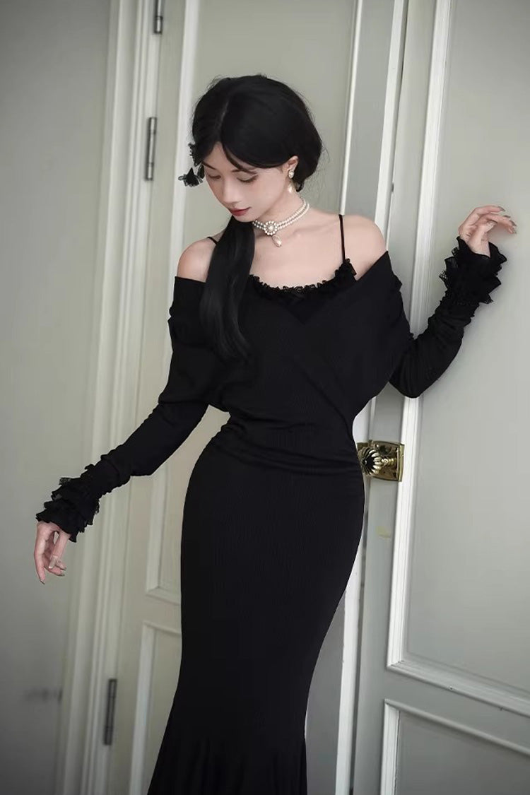 Secret Crush - Long Sleeves Gothic Lolita Fishtail Dress & Top Options - image 7