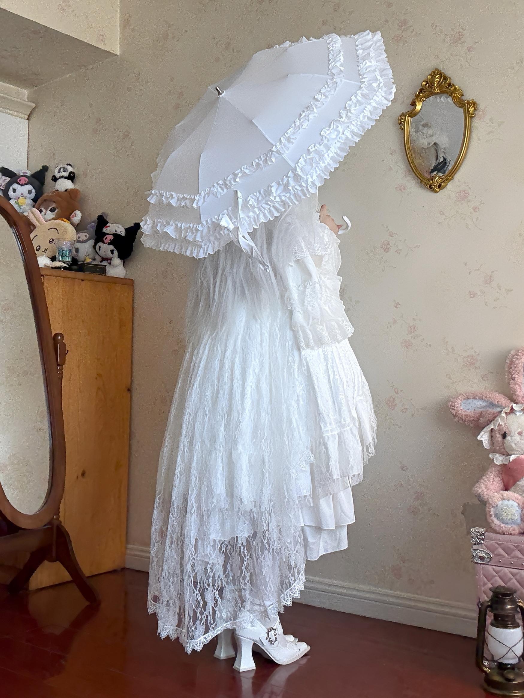 Raven and Lace Classic Lolita Foldable Ruffle Parasol - image 9