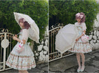 Lyre Academy - Classic Lolita 2-Fold Parasol, Lyre Print and Embroidered Trim - image 24
