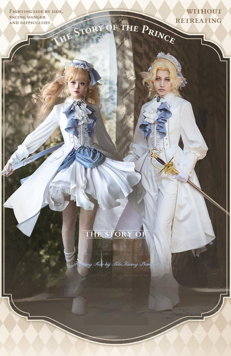 Crumbling Skeleton - Ouji Lolita Fishbone Embroideried Vest & Pants Suits - image 1