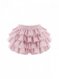 Pink Gingham Tiered Skirt with Shorts - serendipity - image 1
