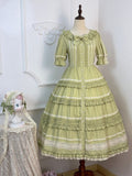 Green Layered-Ruffle Elegant Lolita Dress with Front Button Placket - image 1