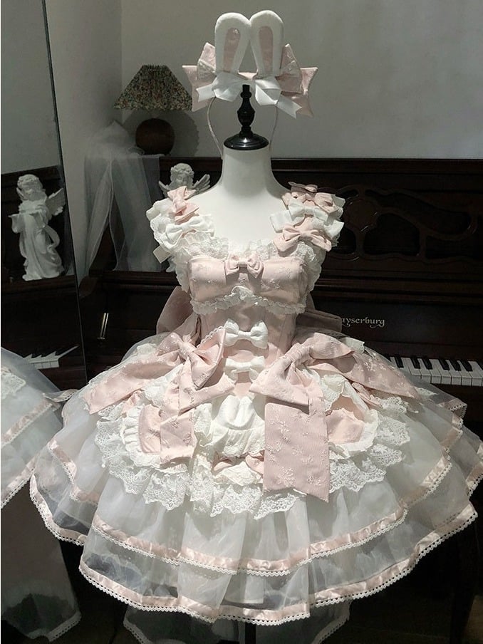 Pink Rabbit Ear Lolita JSK Dress, KC and Train Full Set - image 1