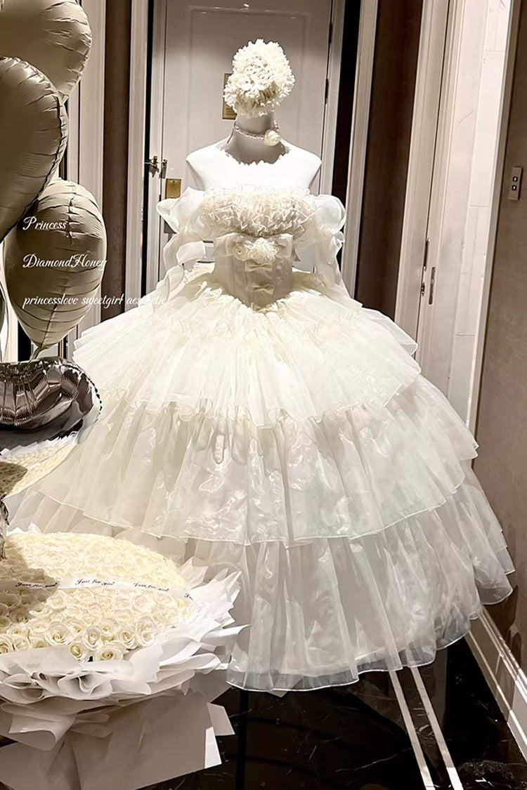 Mousse Love Song - Sleeveless Multi-Layered Ruffled Bride Bow Sweet Lolita Dress - image 5