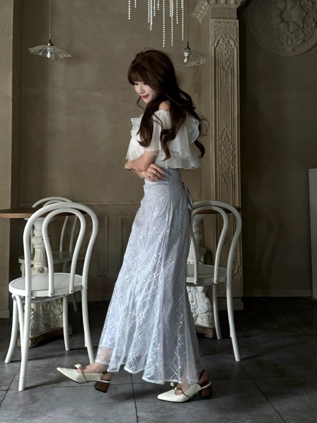 Elegant Blue Sequin Mermaid Skirt - image 6