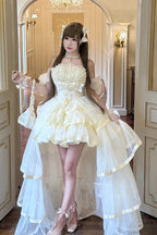 Beige Mousse Love Song Ballet Lolita Short Dress Set - image 3