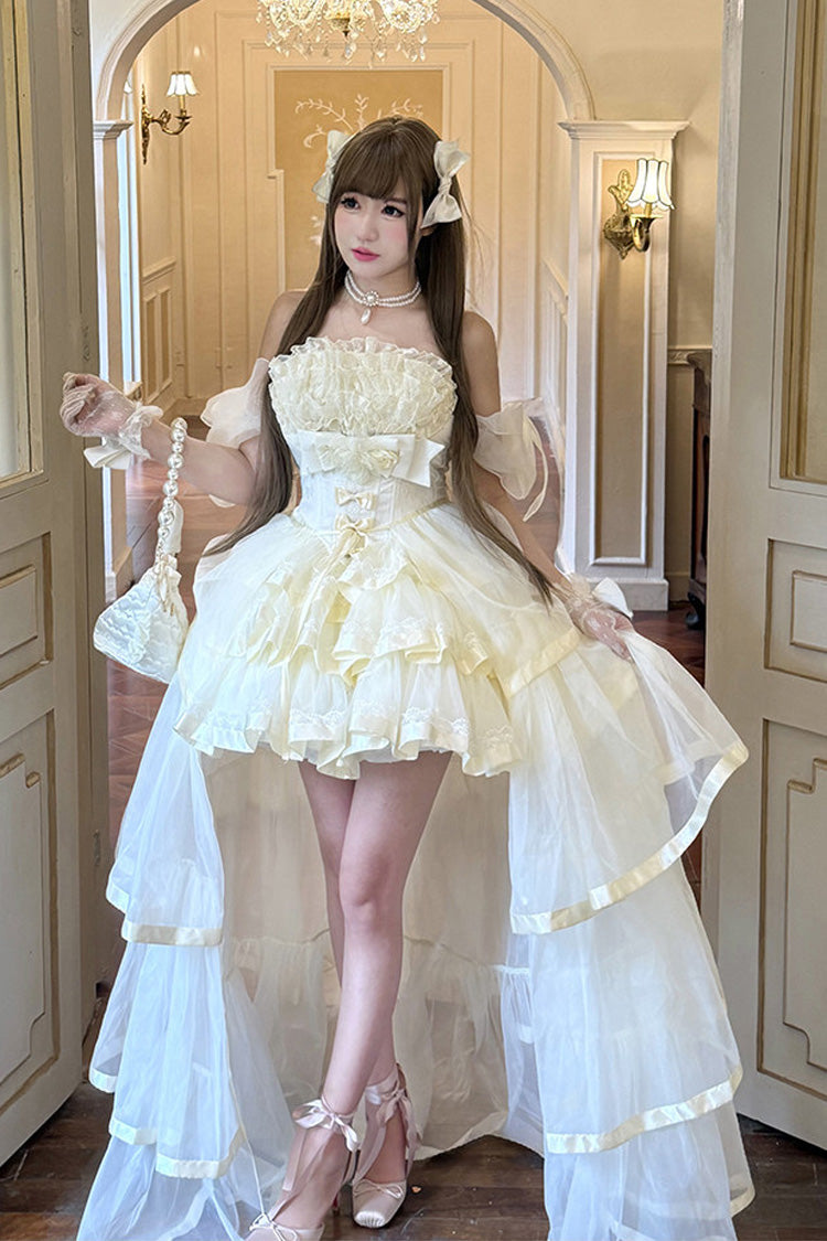 Beige Mousse Love Song Ballet Lolita Short Dress Set - image 3
