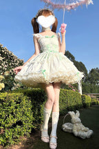 Leiffu - Sleeveless Ruffle Bowknot Lace Lace-Up Sweet Ballet Lolita JSK Dress - image 3