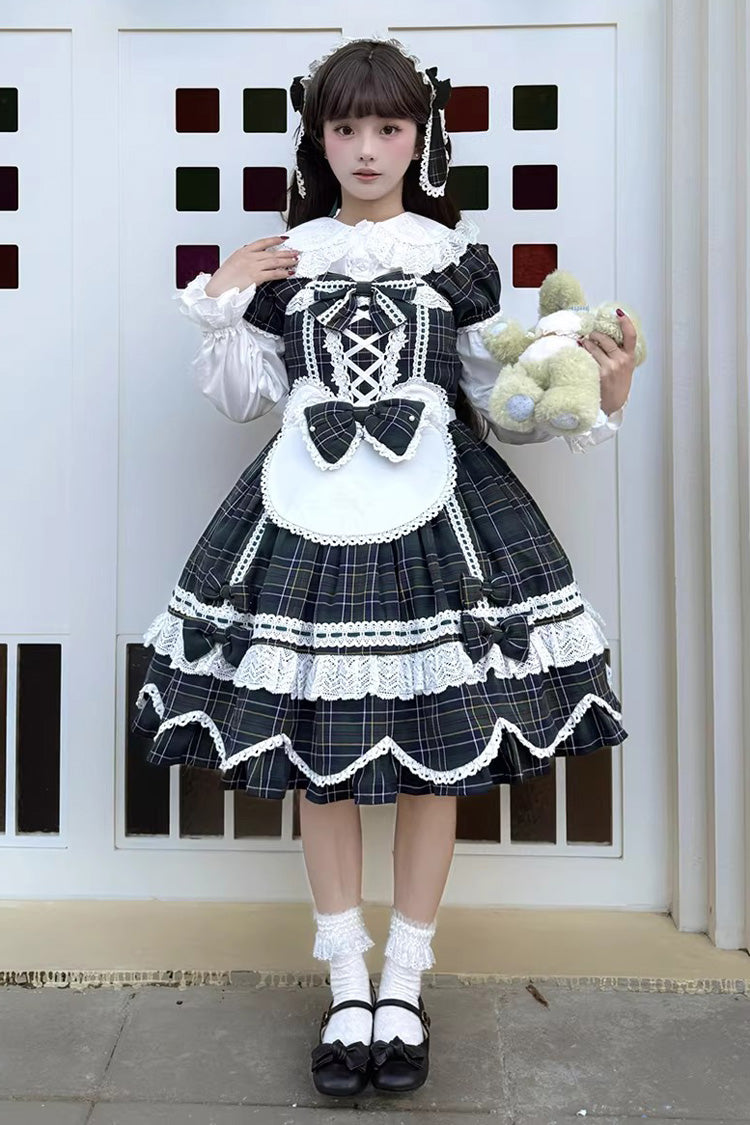 Gingham Petal Bunny - Sweet Lolita OP Dress in Green - image 8