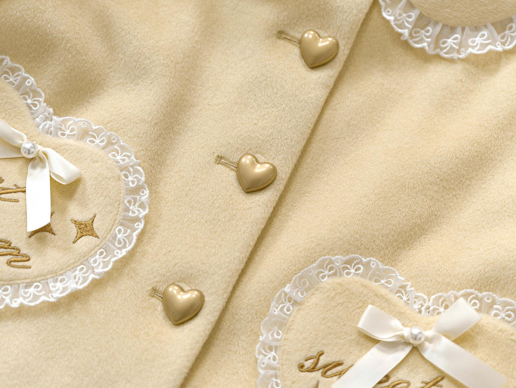 Milk Puff - Winter Fleece-Lined Sweet Lolita Coat, Detachable Collar Collection - image 25