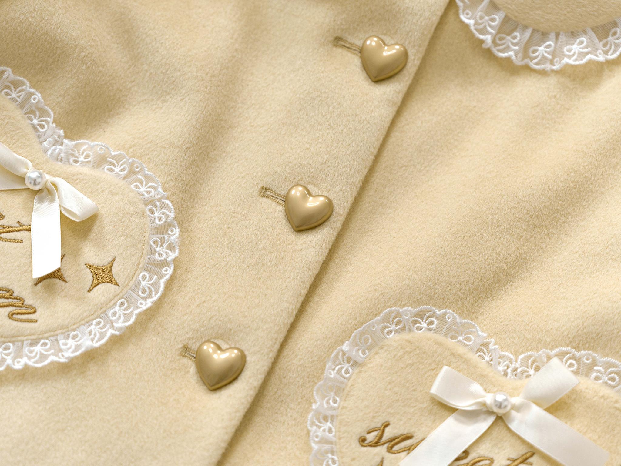 Milk Puff - Winter Fleece-Lined Sweet Lolita Coat, Detachable Collar Collection - image 25