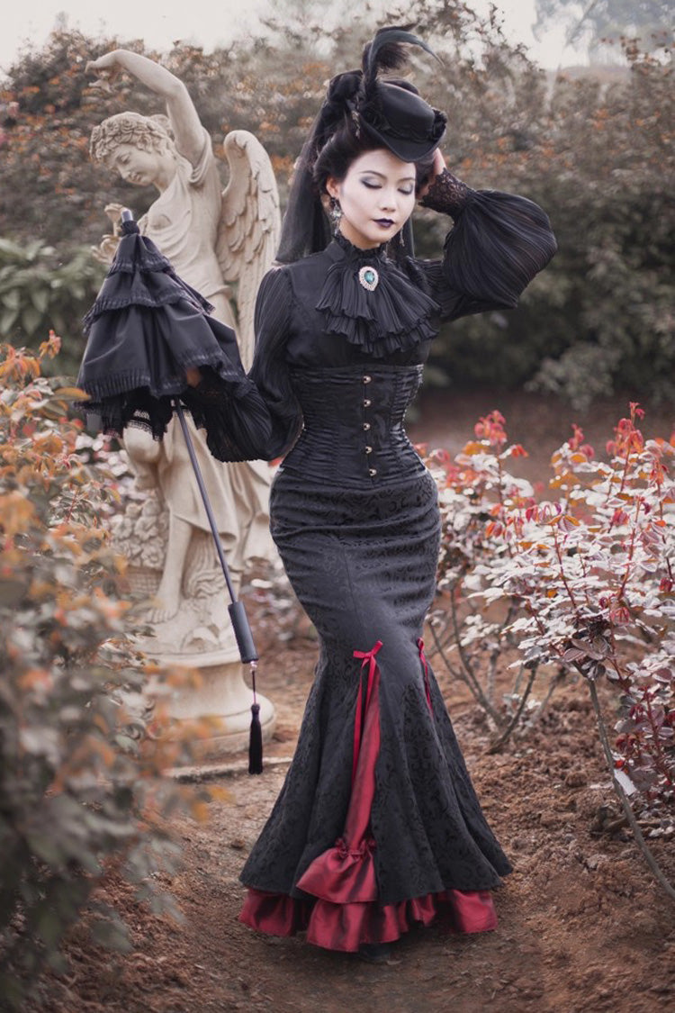 Lorelei Gothic Lolita Jacquard Mermaid Maxi Skirt in 3 Colors - image 2