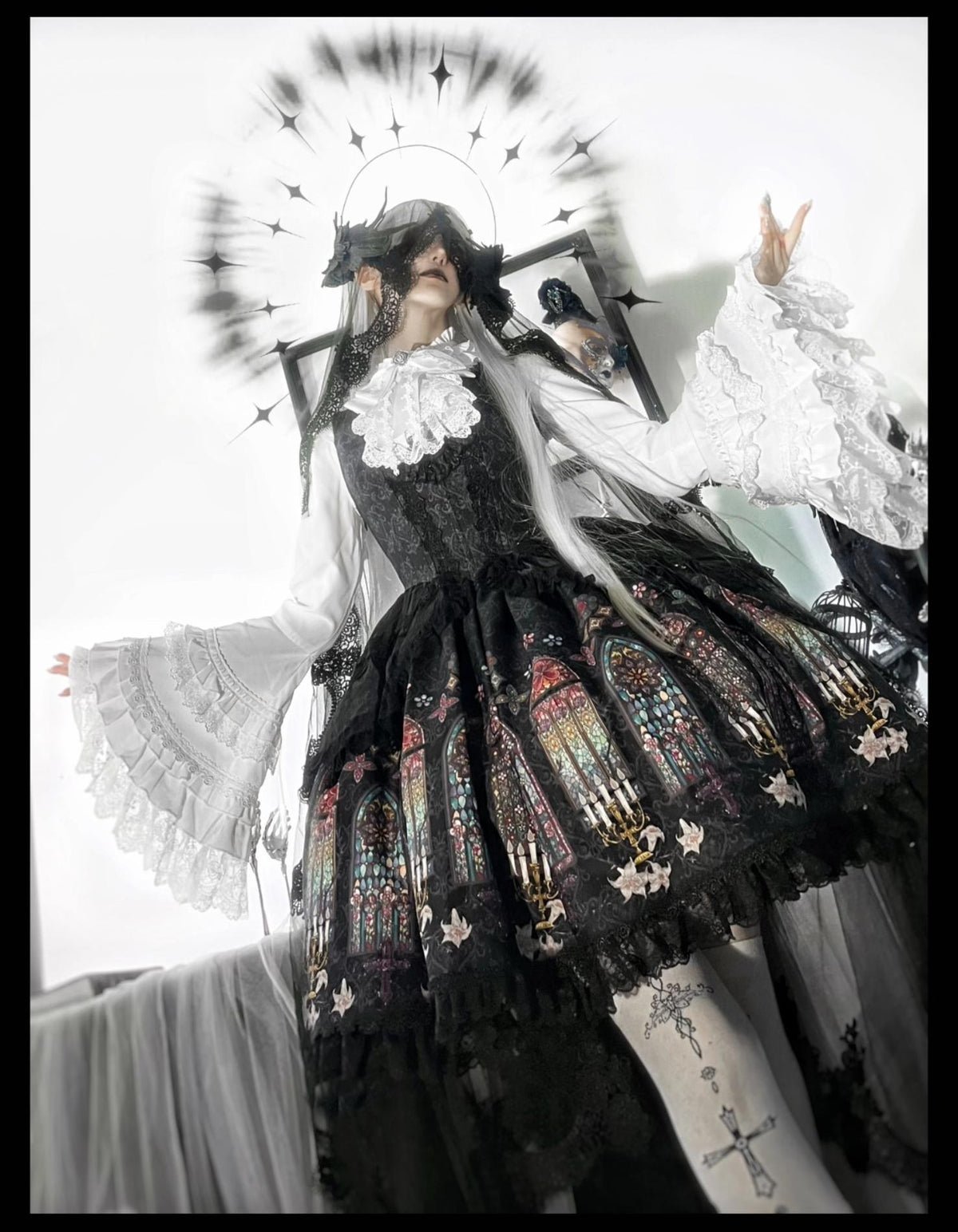 Temple Stained Glass Gothic Lolita JSK and Blouse Set - image 12