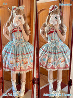 Showa Dessert Showcase - Kawaii Lolita JSK/Salopette Dress Suit, Pudding-Inspired - image 22
