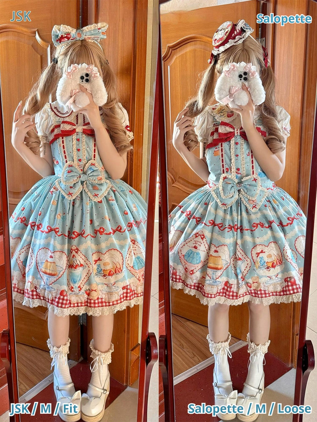 Showa Dessert Showcase - Kawaii Lolita JSK/Salopette Dress Suit, Pudding-Inspired - image 72